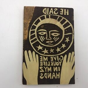 Vtg Speedball Printmaster Large 6x9 Wooden Blocks Stamp your life in my 2 hands